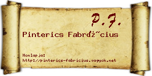 Pinterics Fabrícius névjegykártya